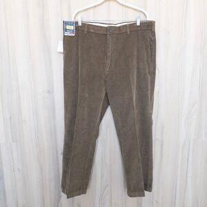 Roundtree & Yorke Mens Corduroy Pants Size 40X29 Brown Flat Front Classic Work